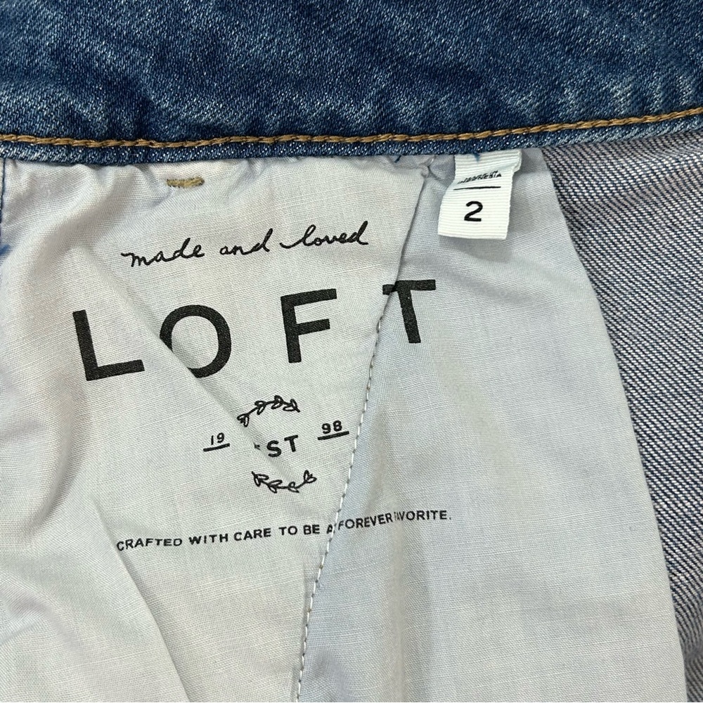 LOFT Loft Casual Y2K Streetwear Button Down Blue Denim Jeans Mini Skirt Size 2. - Picture 9 of 11